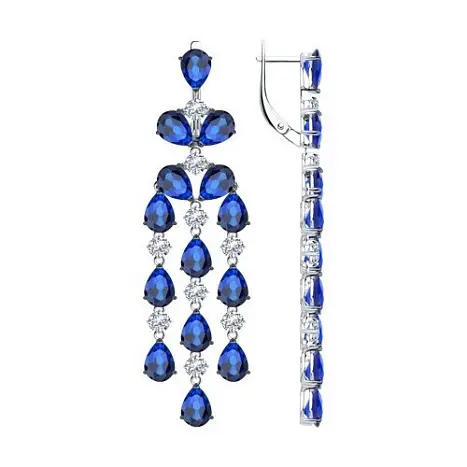 Серьги подвесные из серебра