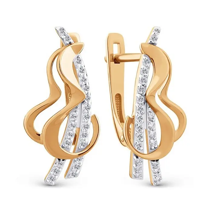 Серьги с английским замком из красного золота