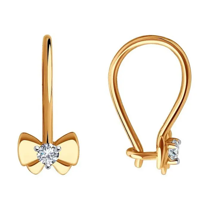 Серьги детские из красного золота