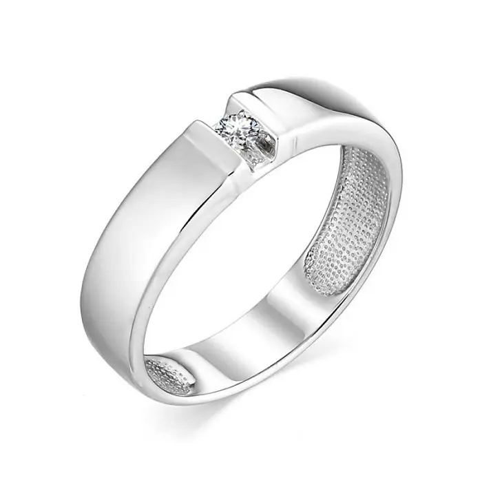 Кольцо обручальное из белого золота вид 1