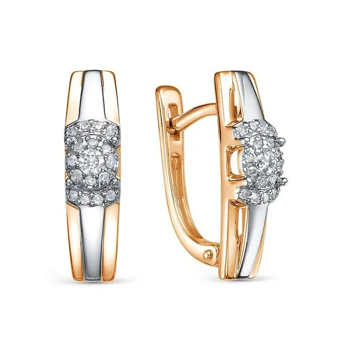 Серьги с английским замком из комбинированного золота