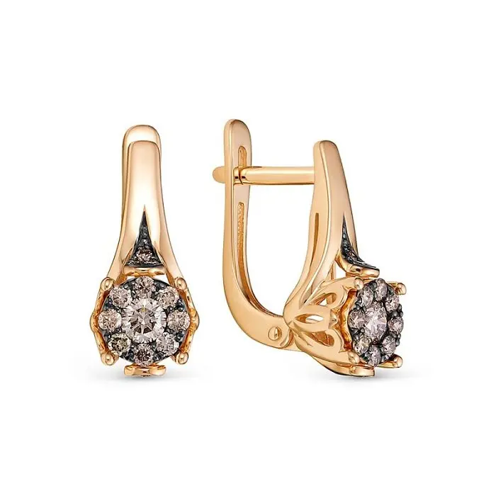 Серьги с английским замком из комбинированного золота вид 1 Серьги с английским замком из комбинированного золота вид 1