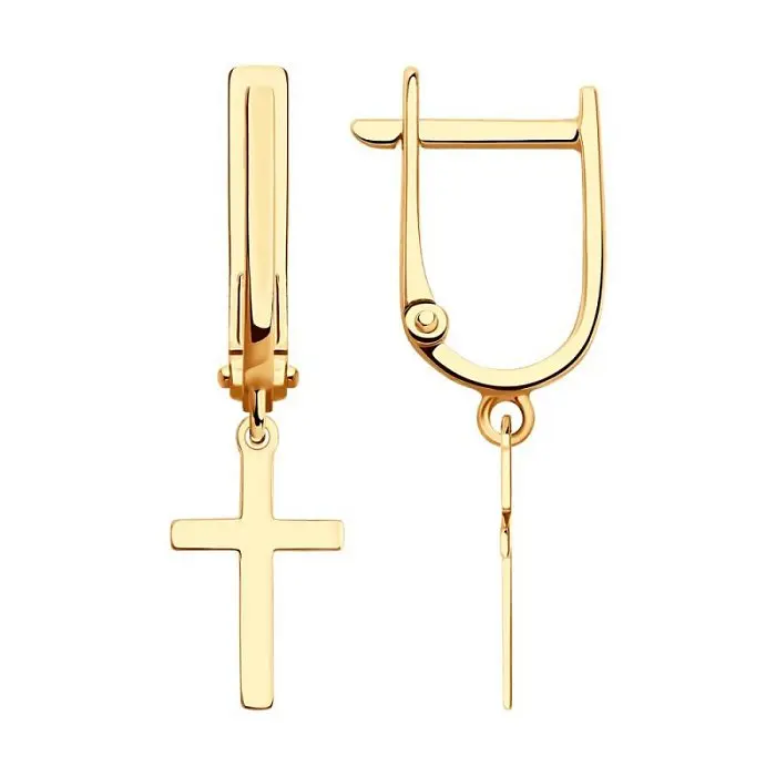 Серьги подвесные из красного золота