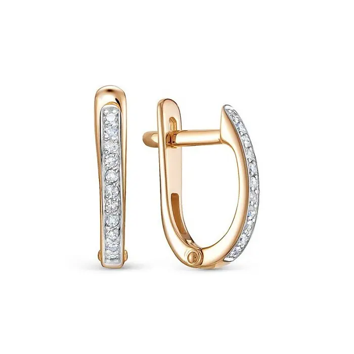 Серьги с английским замком из комбинированного золота