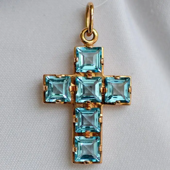 Подвеска декоративный крест из красного золота