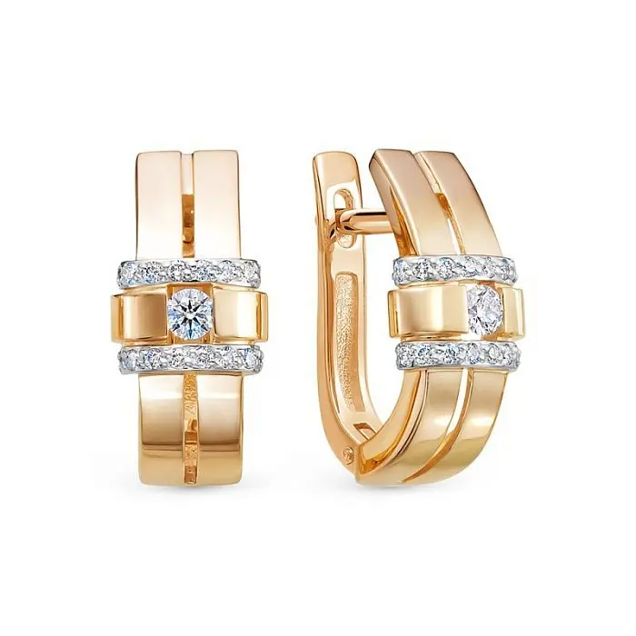 Серьги с английским замком из красного золота