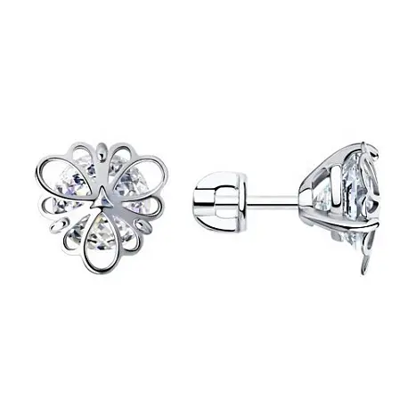 Серьги пуссеты из серебра