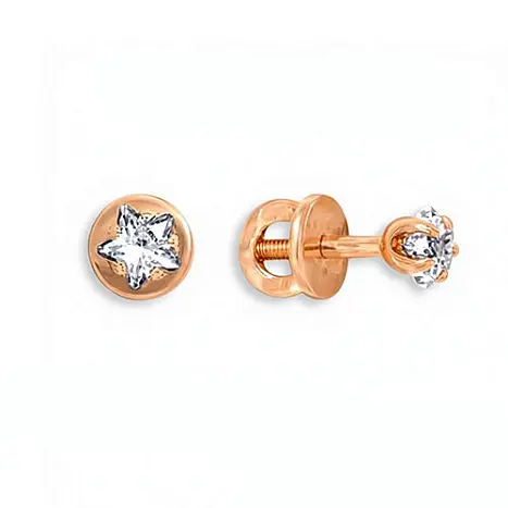 Серьги одиночные из красного золота