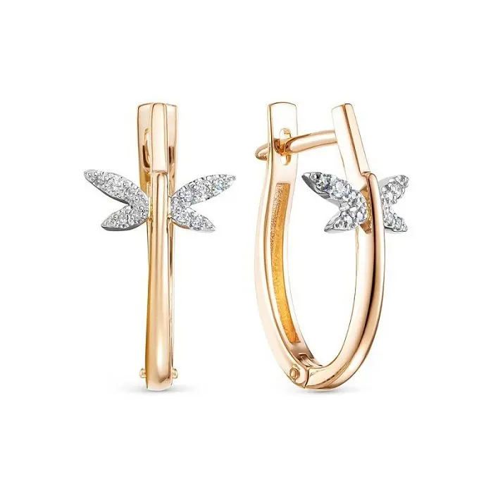 Серьги с английским замком из комбинированного золота