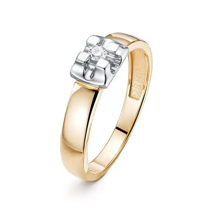 Кольцо помолвочное из комбинированного золота