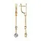 Серьги подвесные из комбинированного золота