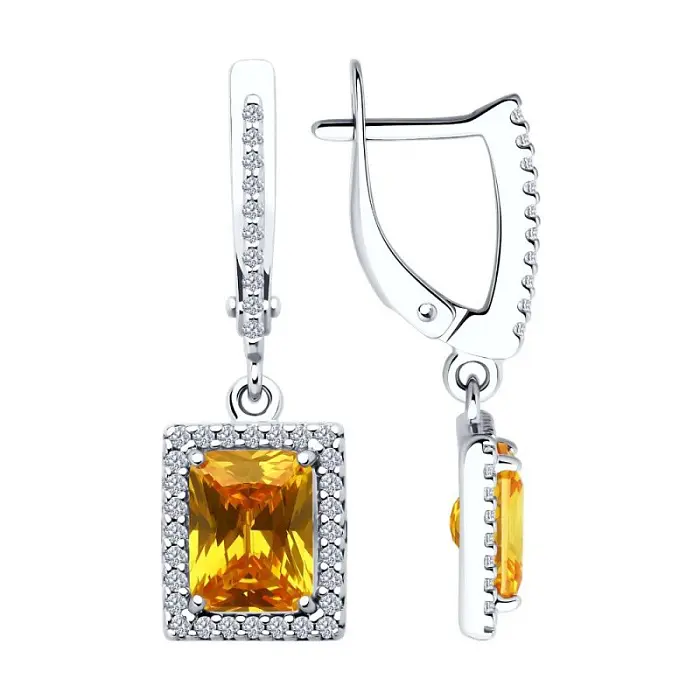 Серьги подвесные из серебра