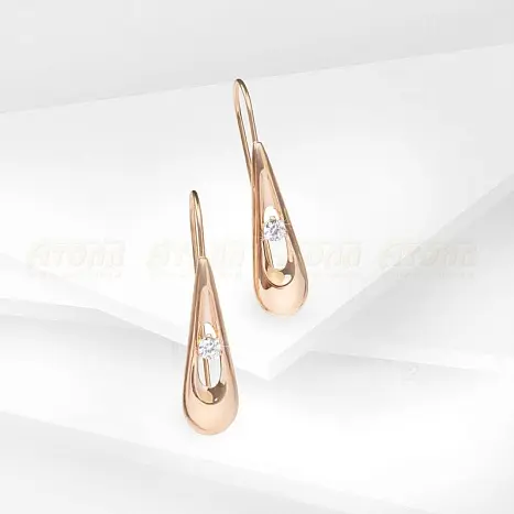 Серьги петельки из красного золота