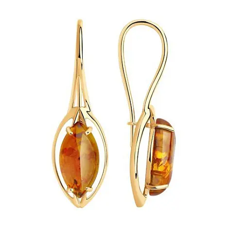 Серьги петельки из красного золота