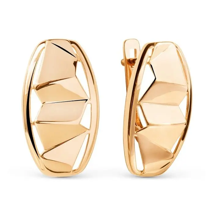 Серьги с английским замком из красного золота