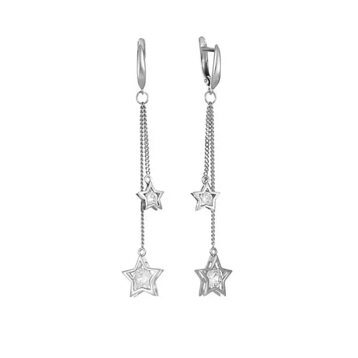 Серьги подвесные из серебра вид 1