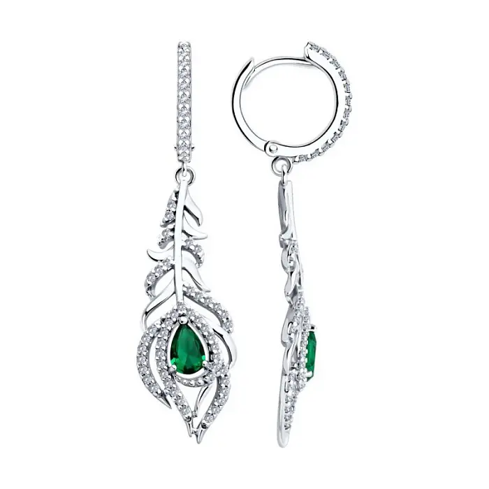 Серьги подвесные из серебра