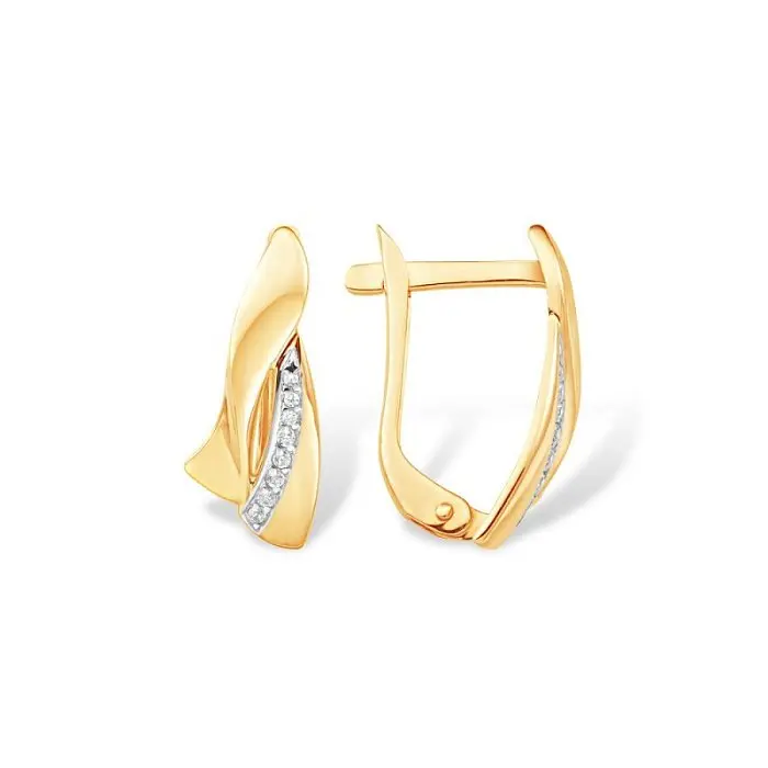 Серьги с английским замком из красного золота