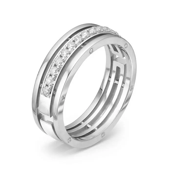 Кольцо обручальное из белого золота вид 1