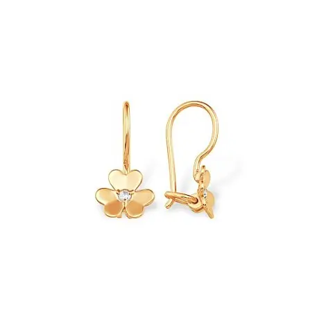 Серьги детские из красного золота