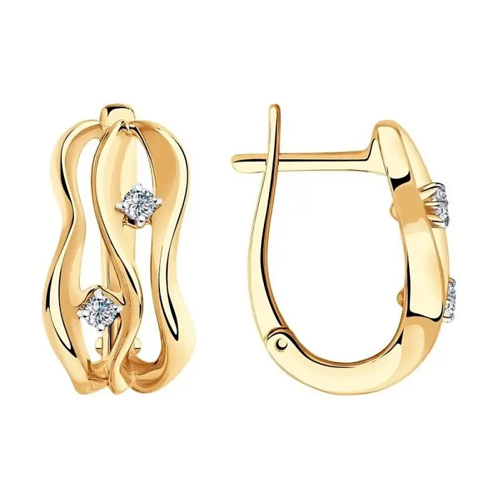 Серьги с английским замком из красного золота