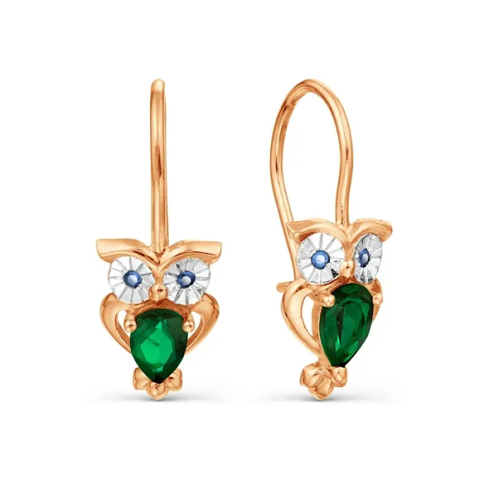 Серьги детские из комбинированного золота