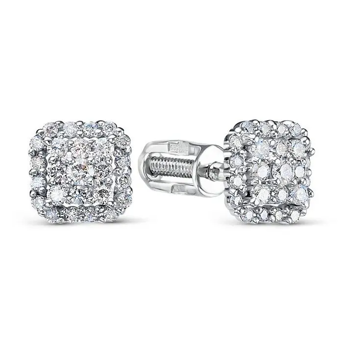 Серьги пуссеты из желтого золота с черными бриллиантами, коньячными Серьги пуссеты из желтого золота с черными бриллиантами, коньячными