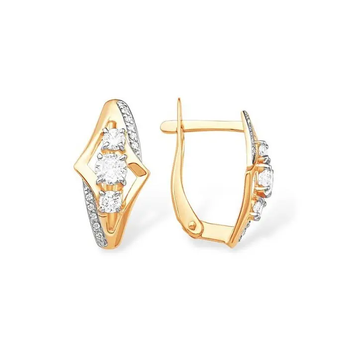 Серьги с английским замком из красного золота