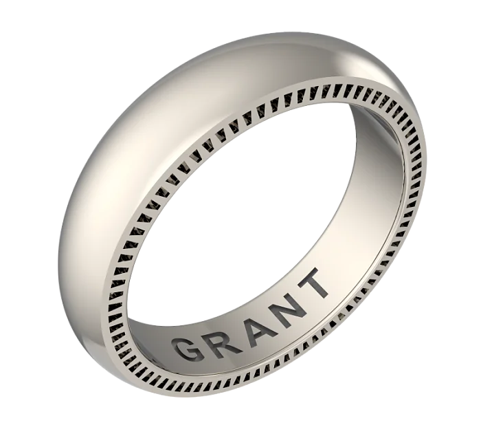 Кольцо обручальное из белого золота вид 1