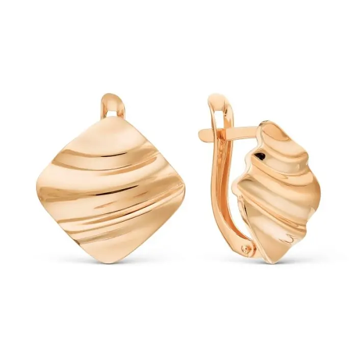 Серьги с английским замком из красного золота
