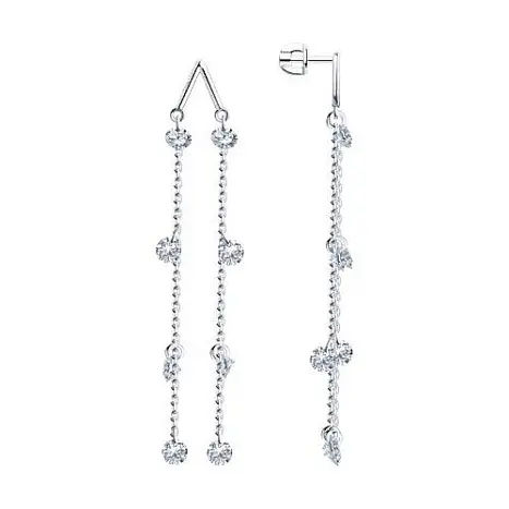 Серьги подвесные из серебра