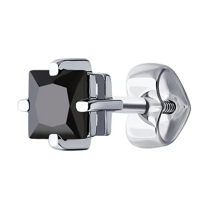 Серьги одиночные из белого золота