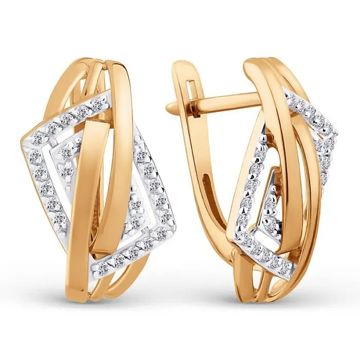 Серьги с английским замком из красного золота