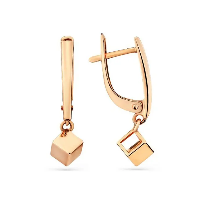 Серьги с английским замком из красного золота