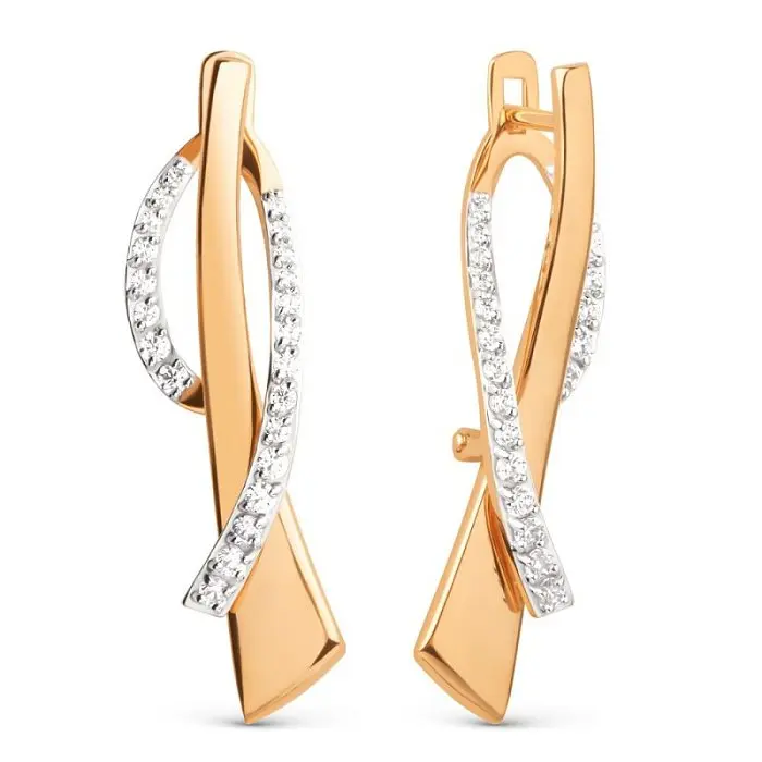 Серьги с английским замком из красного золота