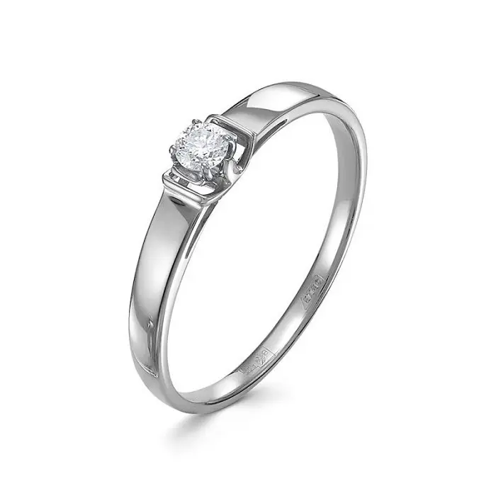 Кольцо помолвочное из белого золота