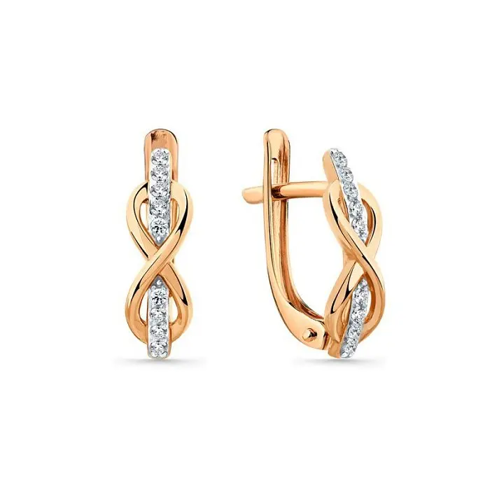 Серьги с английским замком из красного золота