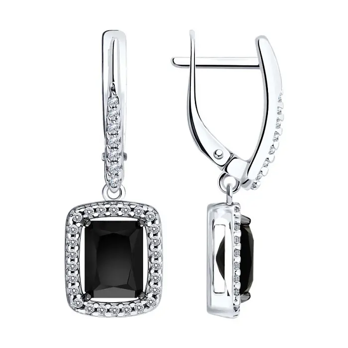 Серьги подвесные из серебра
