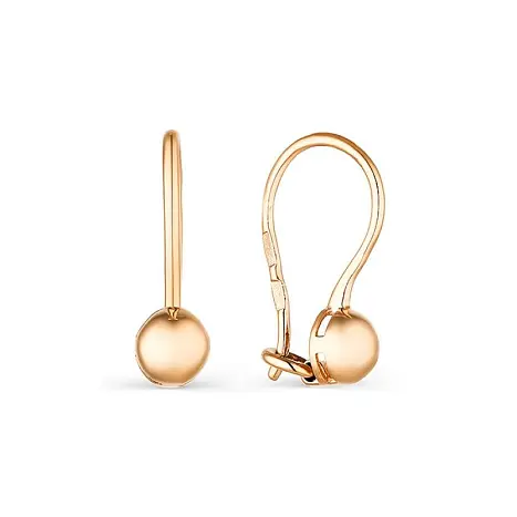 Серьги детские из красного золота