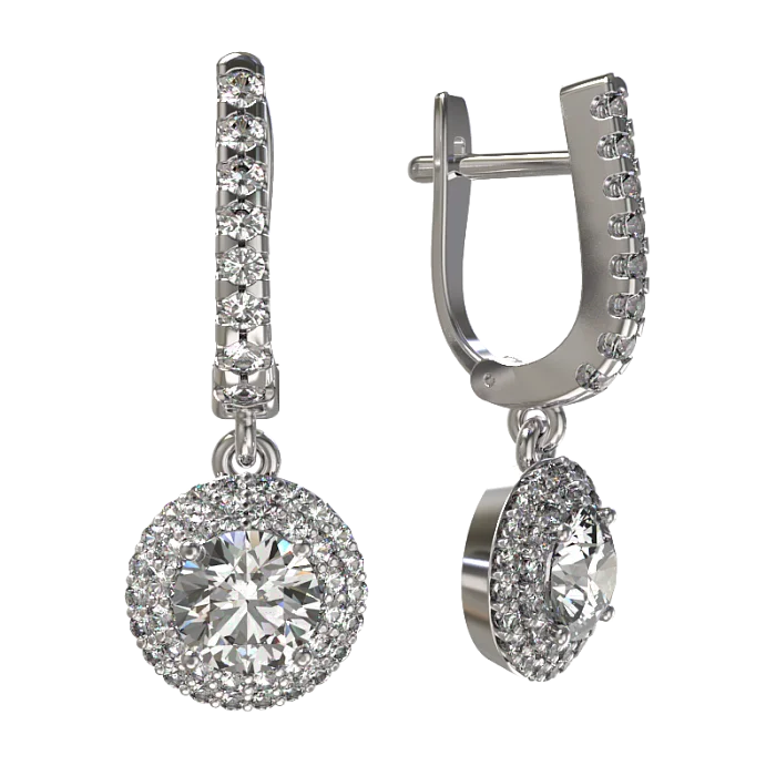 Серьги подвесные из серебра