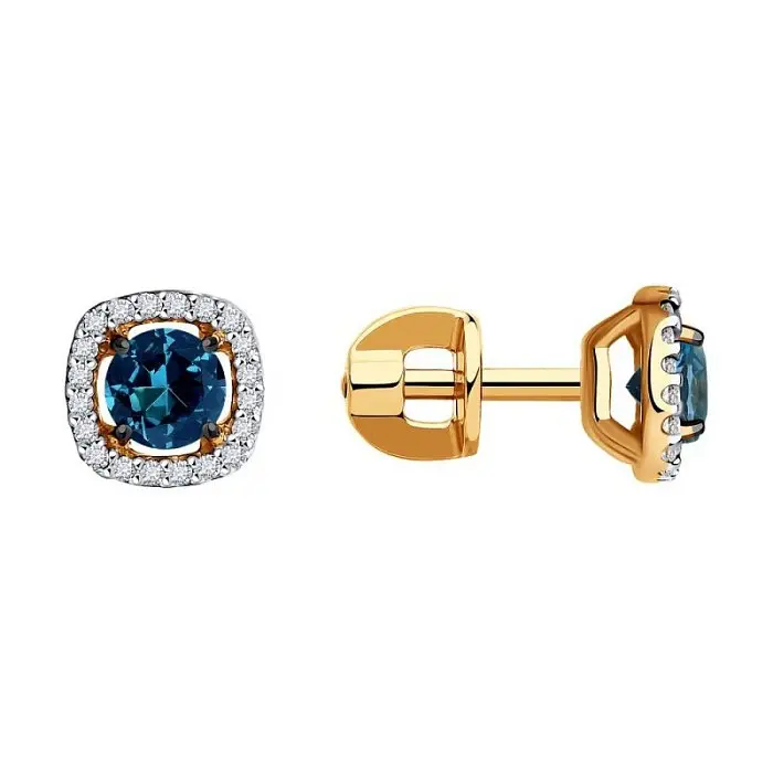 Серьги пуссеты из красного золота