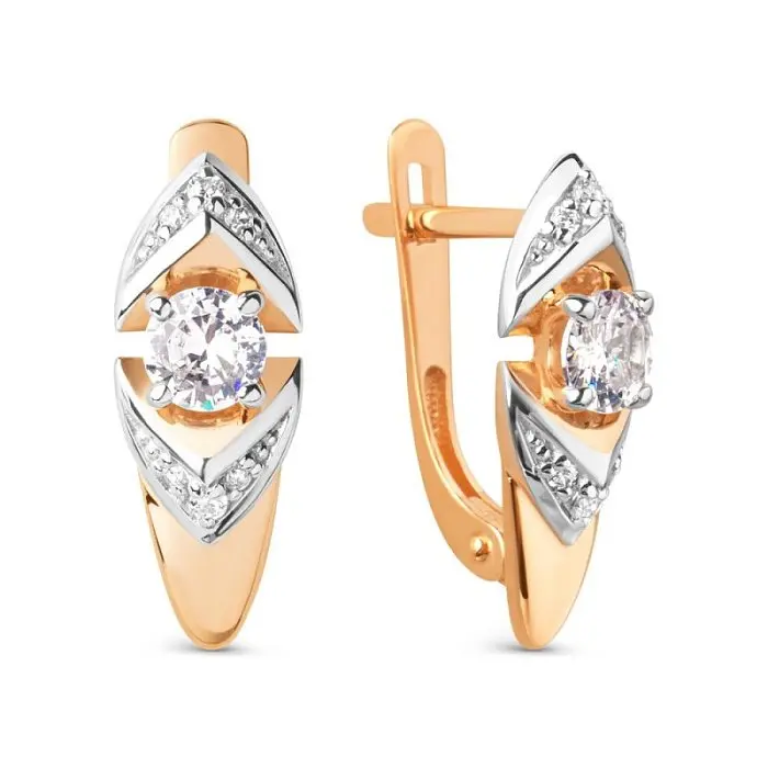 Серьги с английским замком из красного золота