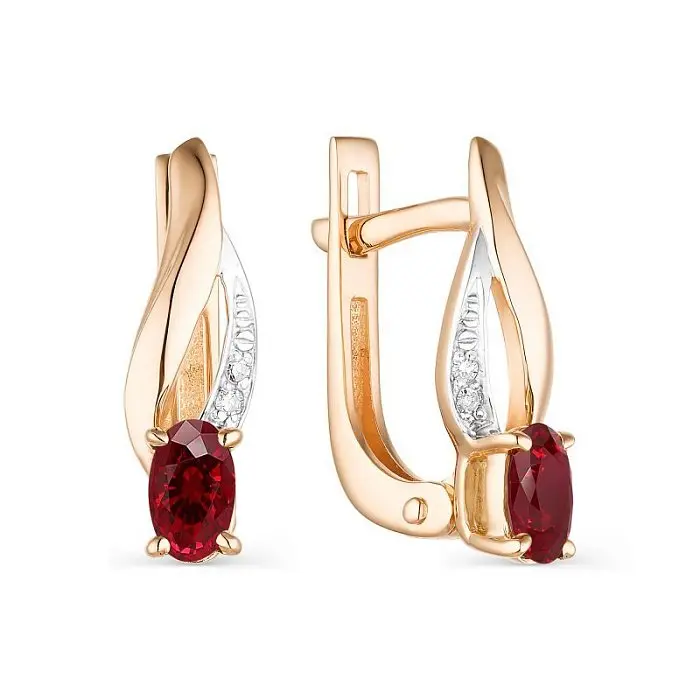 Серьги с английским замком из комбинированного золота