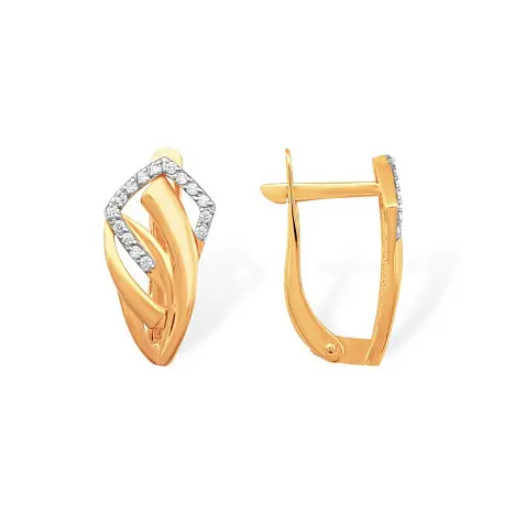 Серьги с английским замком из красного золота