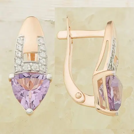 Серьги с английским замком из комбинированного золота