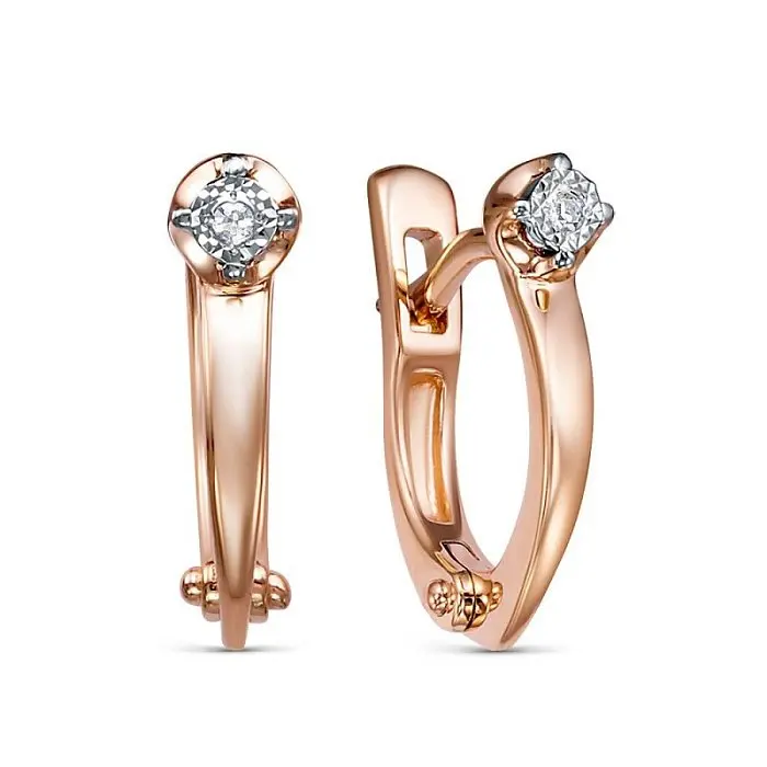 Серьги с английским замком из красного золота