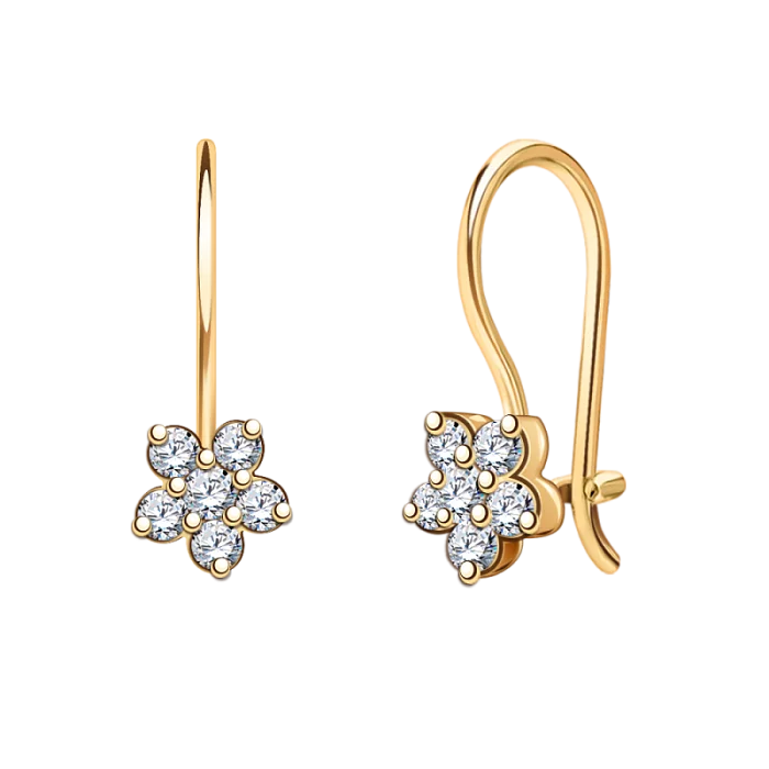 Серьги детские из красного золота
