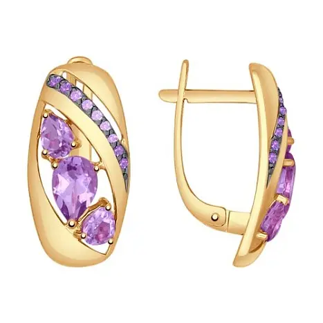 Серьги с английским замком из красного золота