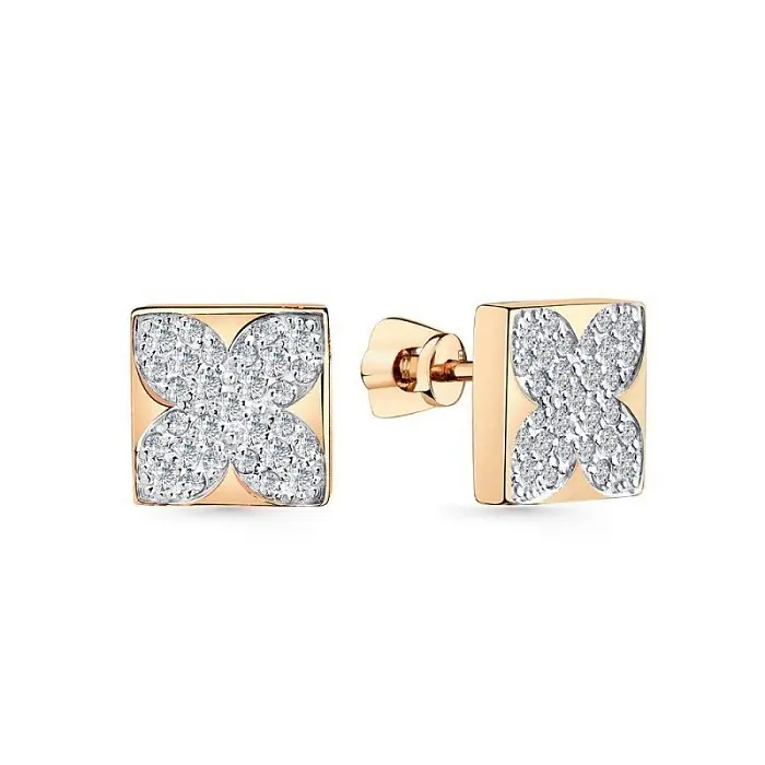 Серьги пуссеты из красного золота