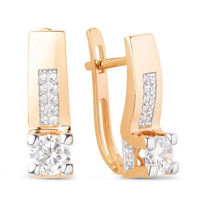 Серьги с английским замком из красного золота